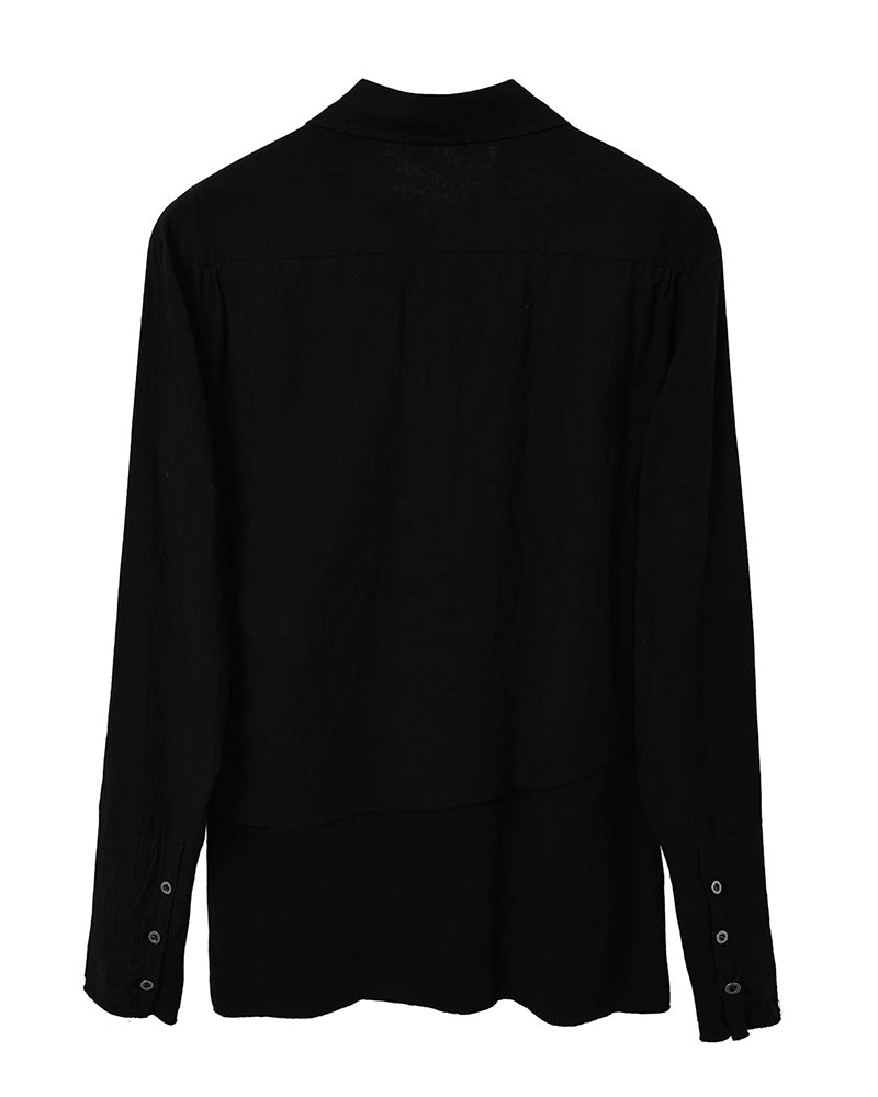Post‑Apocalyptic Vintage Pleated Panel Long Sleeve Shirt