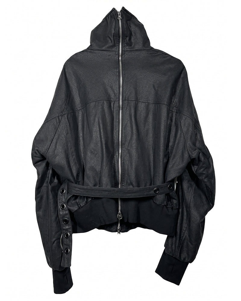 Wasteland Zip-Deconstructed Cinched-Waist Waxed Jacket