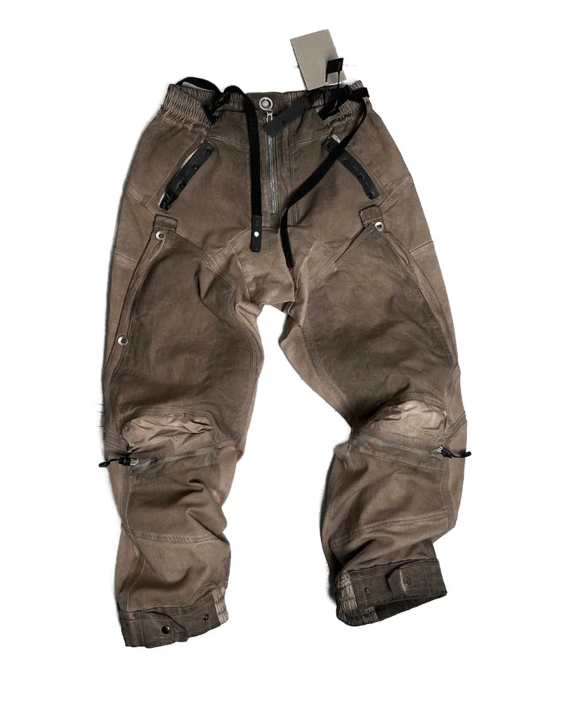 Post-Apocalyptic 3D Cut Distressed Double-Layer Cargo Pants