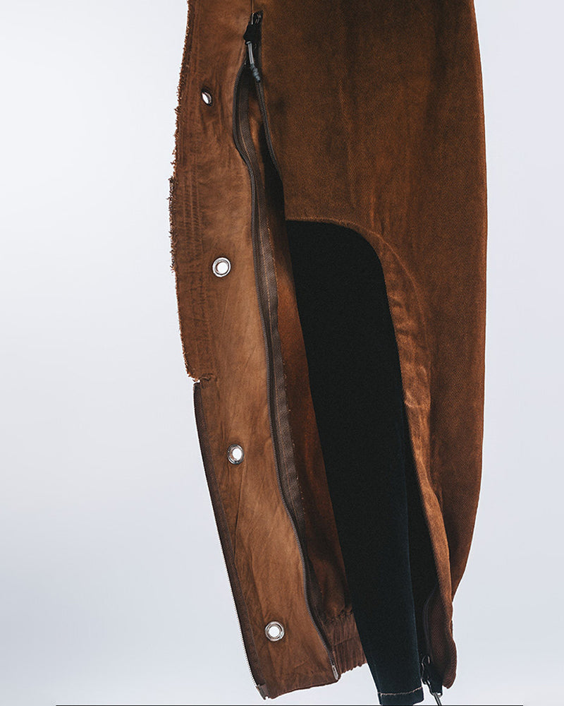 Wasteland Distressed Fin-Flap Multi-Zip Lumber Cargo Pants