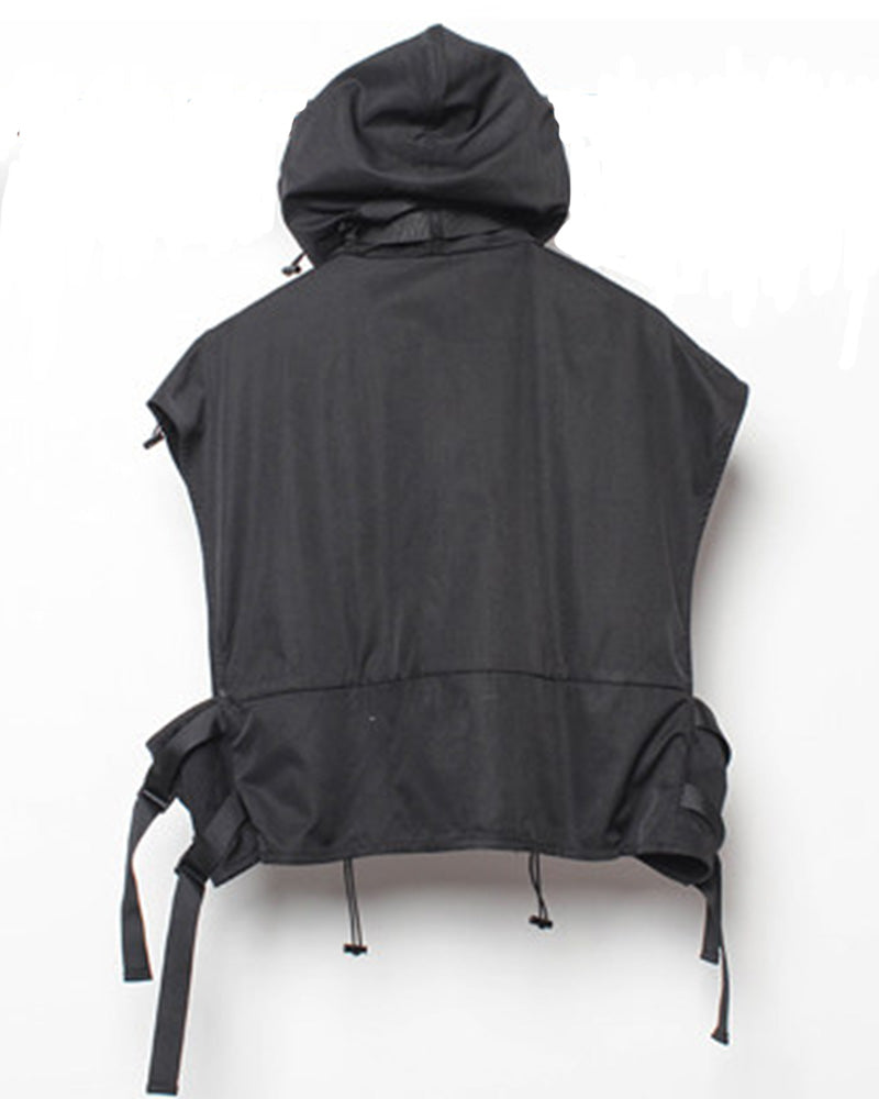 Techwear Hooded Sleeveless Cargo Vest