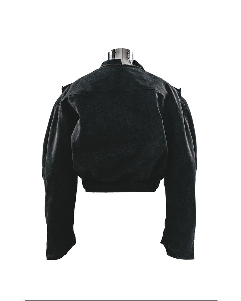 Post-Apocalyptic Deconstructed Cropped Moto Jacket