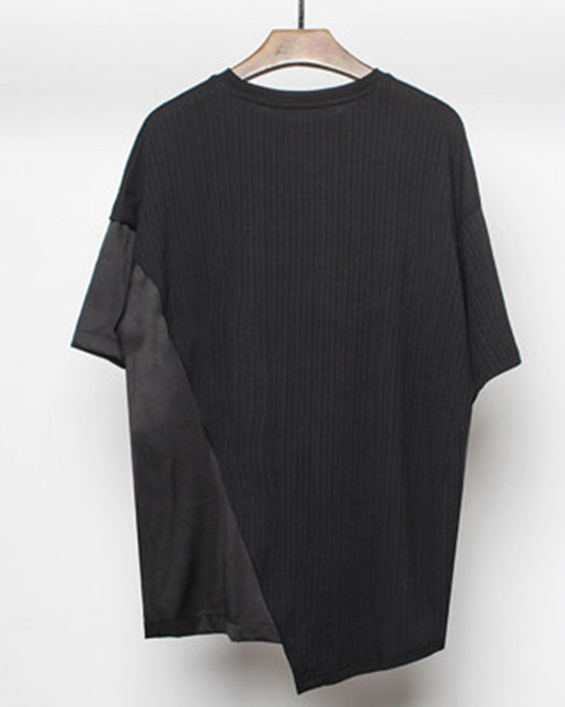 Asymmetric Patchwork Techwear T-Shirt