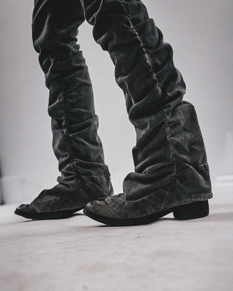 Post-Apocalyptic Slim Fit Flare Horseshoe Denim Pants