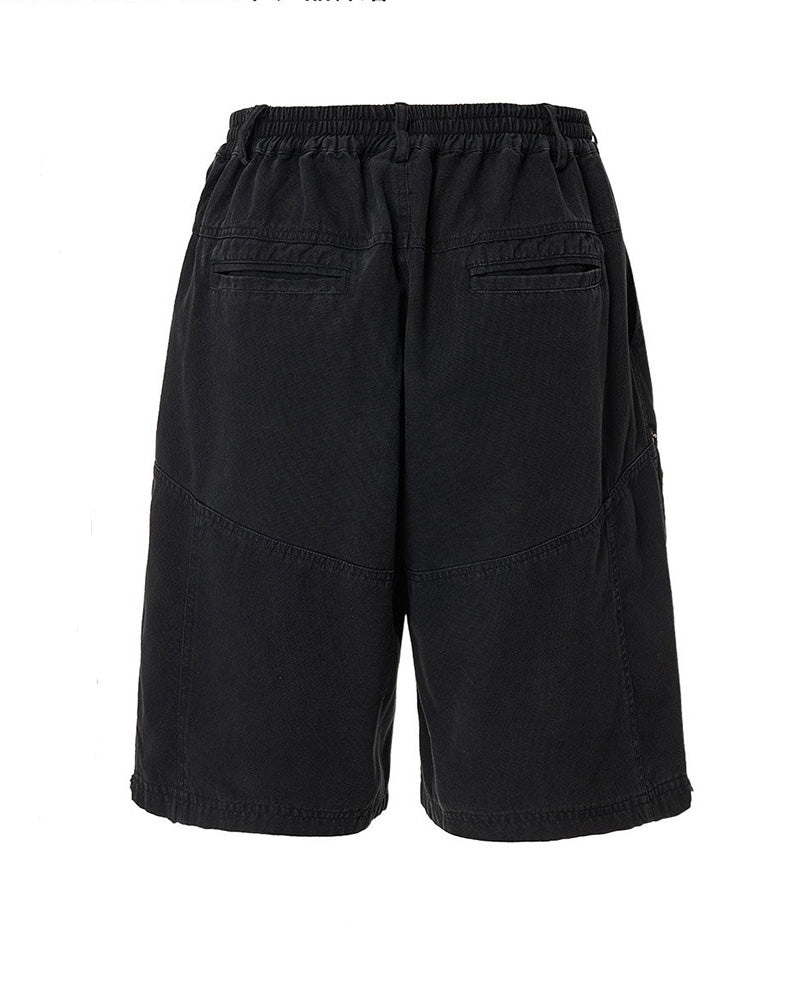 Raw-Edge Straight-Leg Shorts
