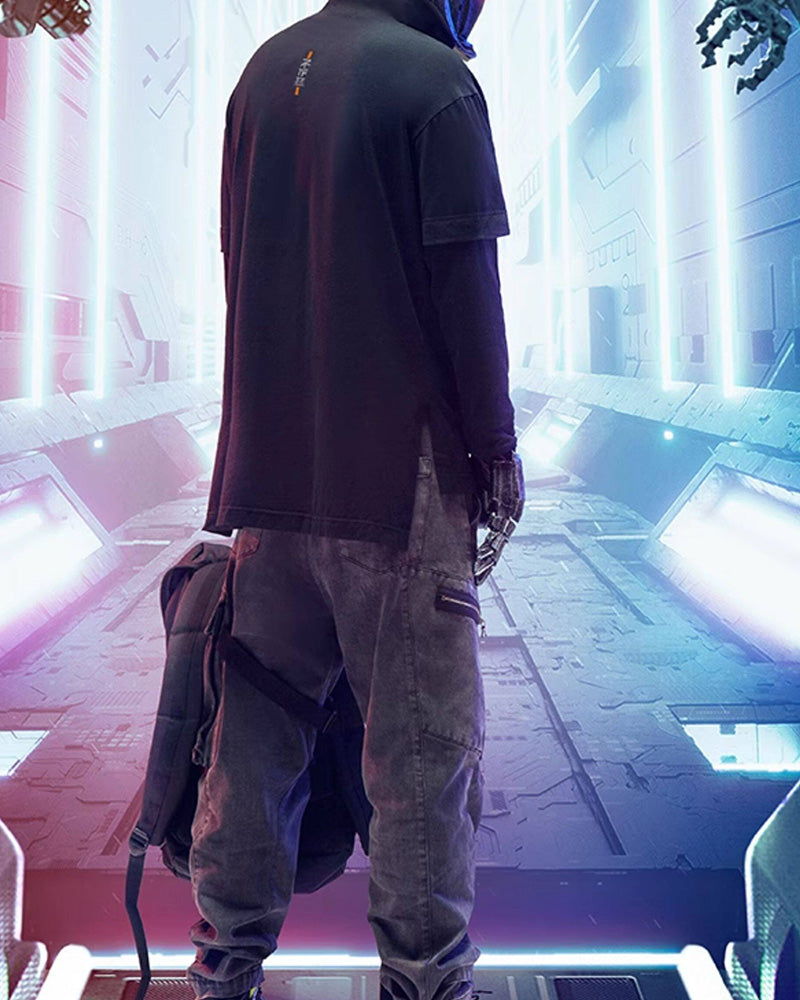Cyberpunk Outfits Iron Warrior Fake Two Pieces T-Shirt