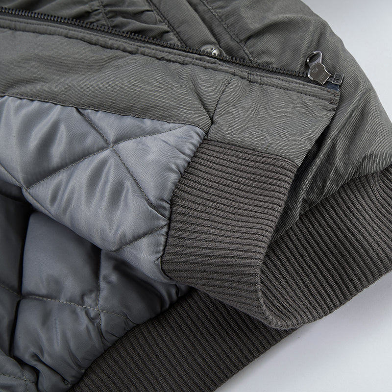 Ruched Nylon Hooded Bomber