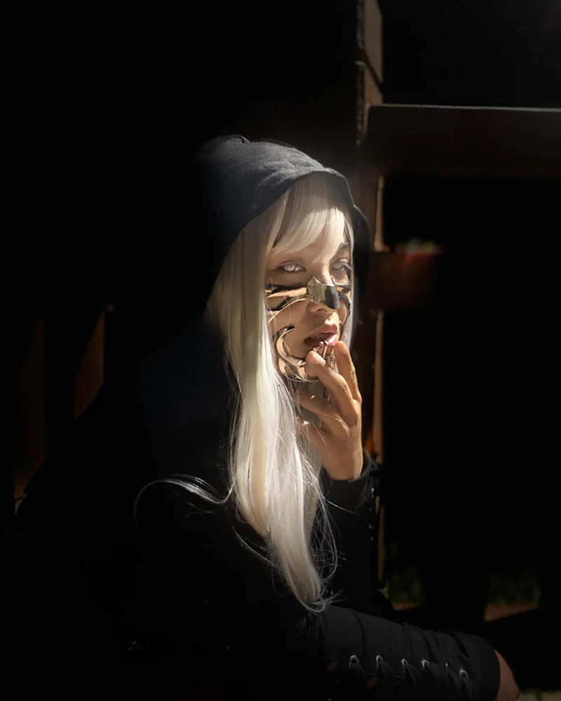 Silver Lip Ring Facial Accessory Cyberpunk Mask
