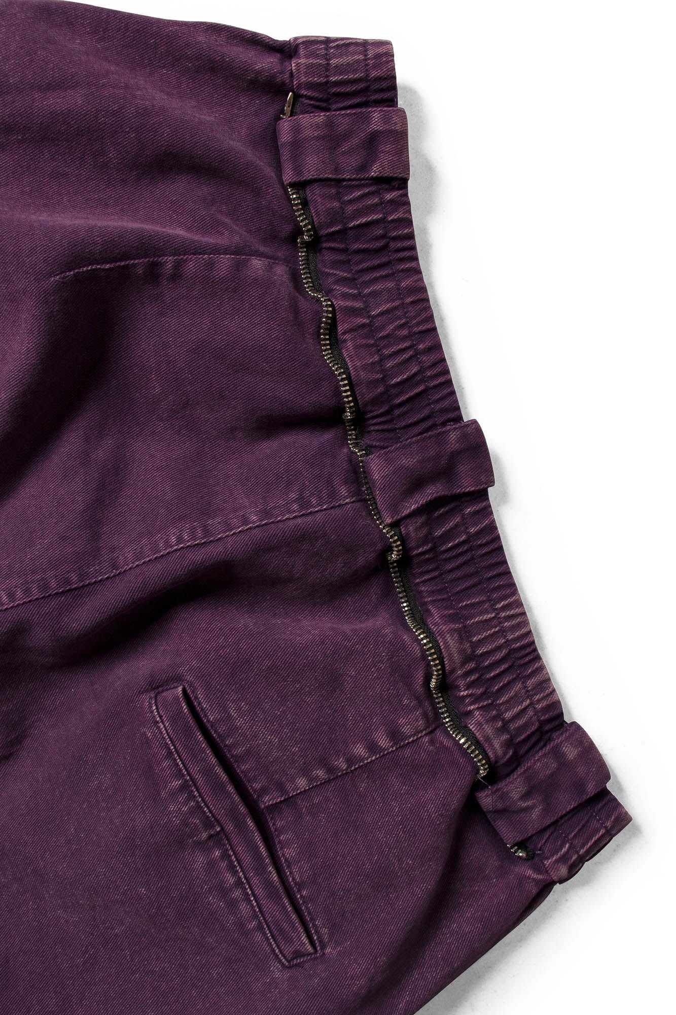 Detachable Scarf Washed Multi-Pocket Wide-Leg Shorts Purple