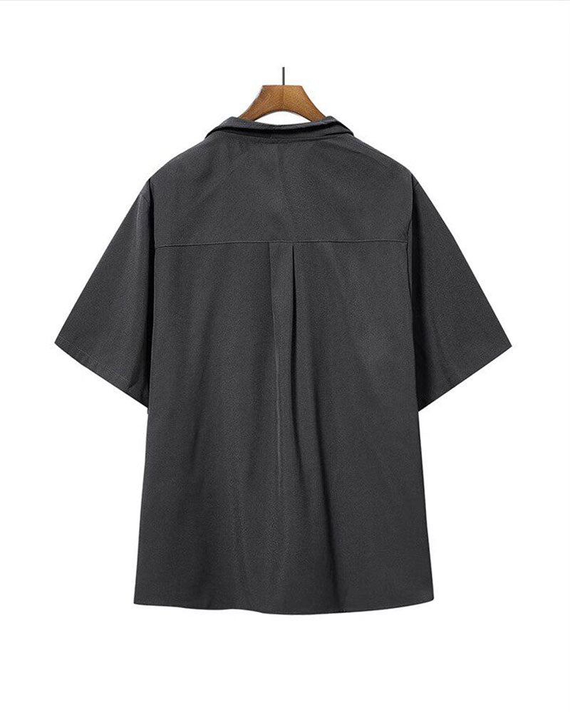 Modern Japanese Mock Neck Slouchy T-Shirt