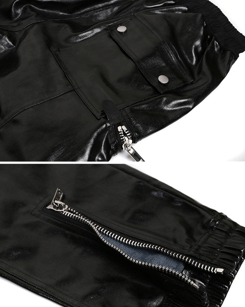 Coated Multi-Zipper Deconstructed Cargo Joggers