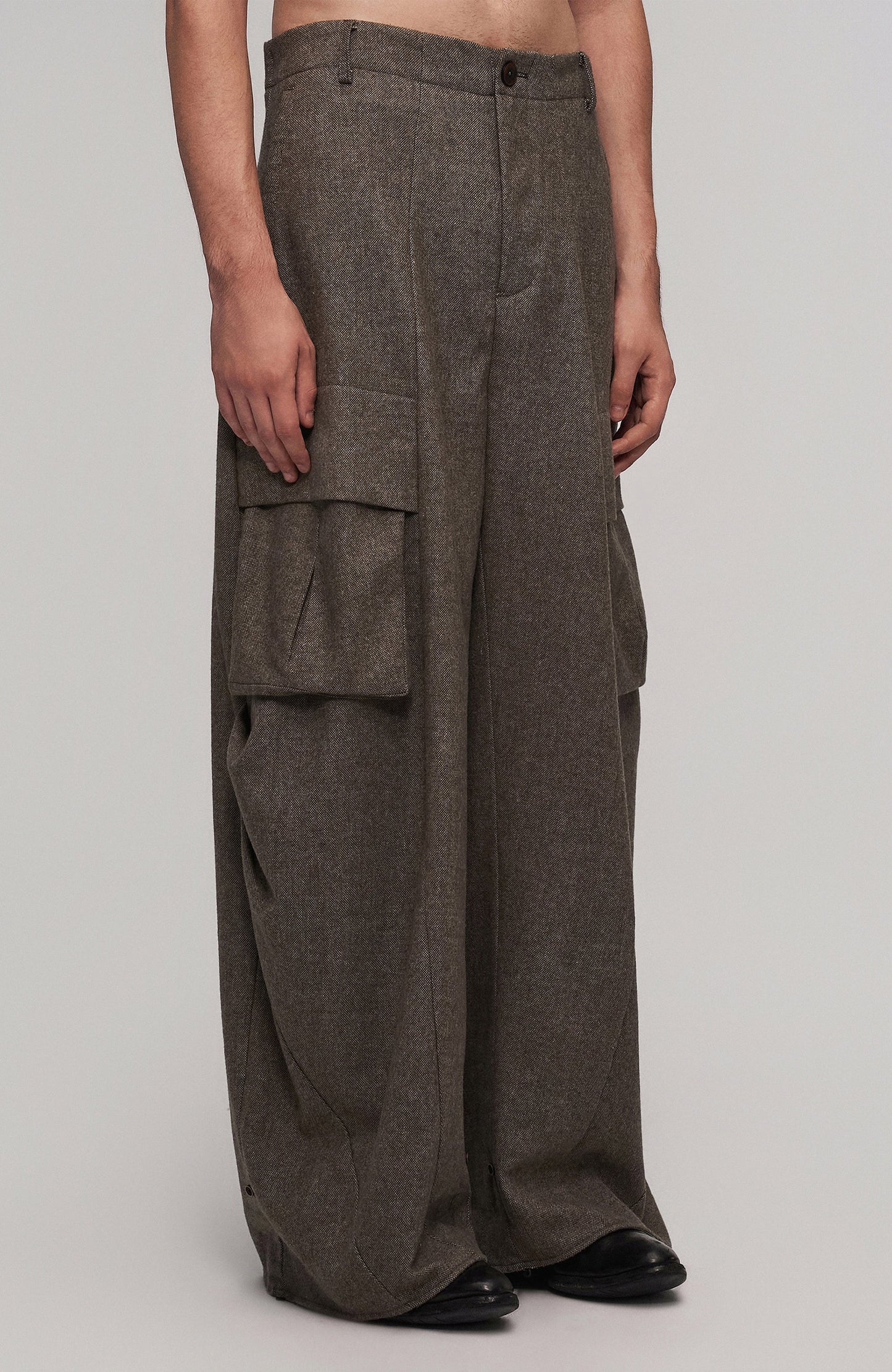 Striped Lining Oversized Wool-Blend Trousers