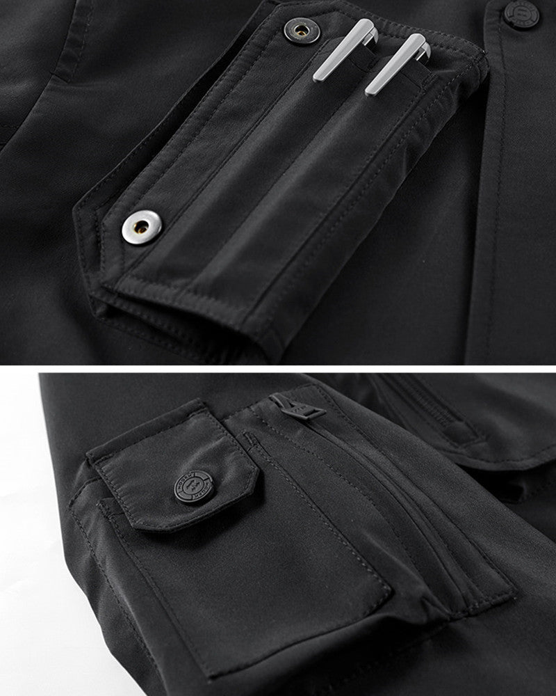 Functional Multi-Pocket Embroidered Bomber Jacket