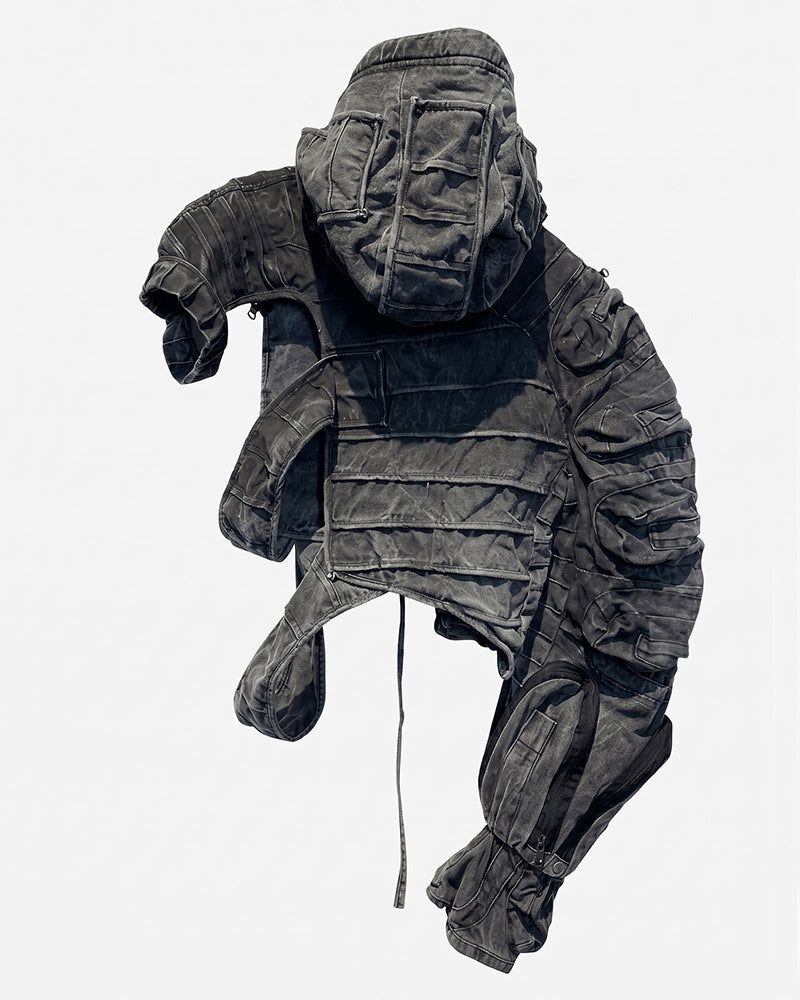 Wasteland Deconstructed Asymmetrical Distressed Hooded Jacket