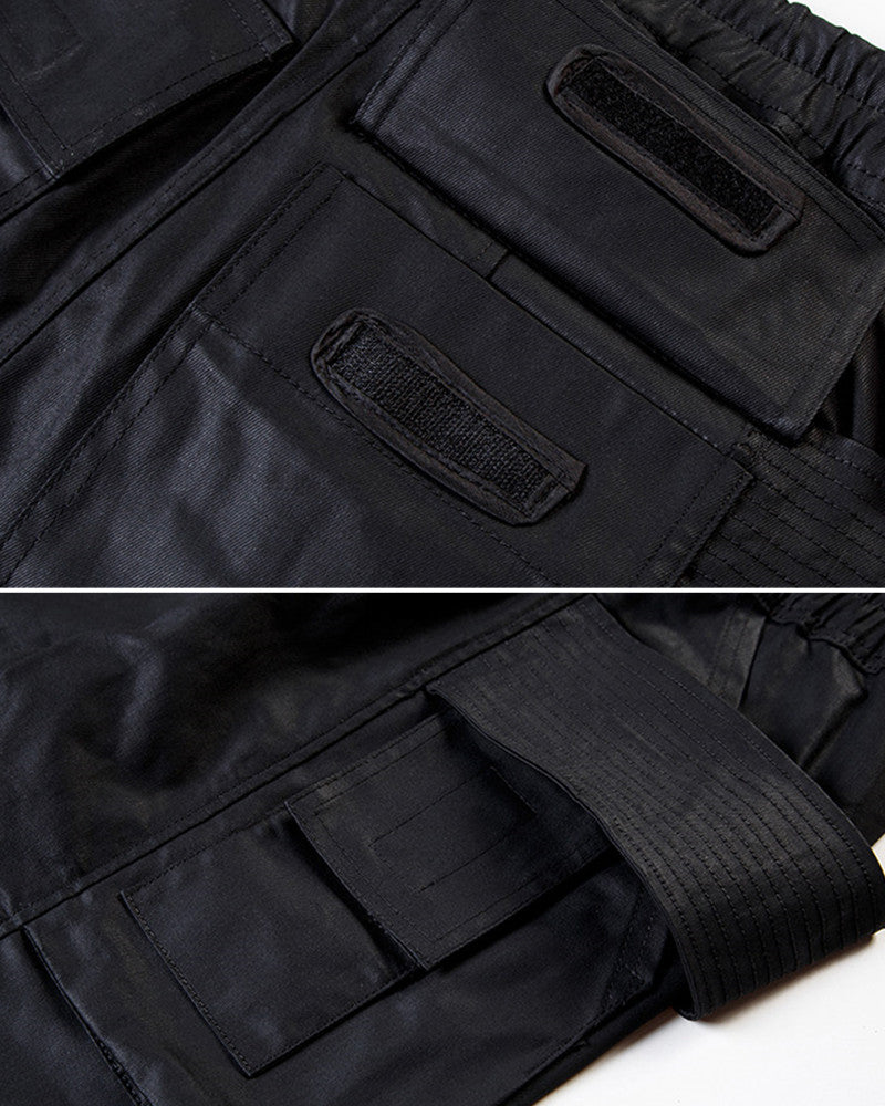 Waxed Multi‑Pocket Deconstructed Utility Cargo Pants