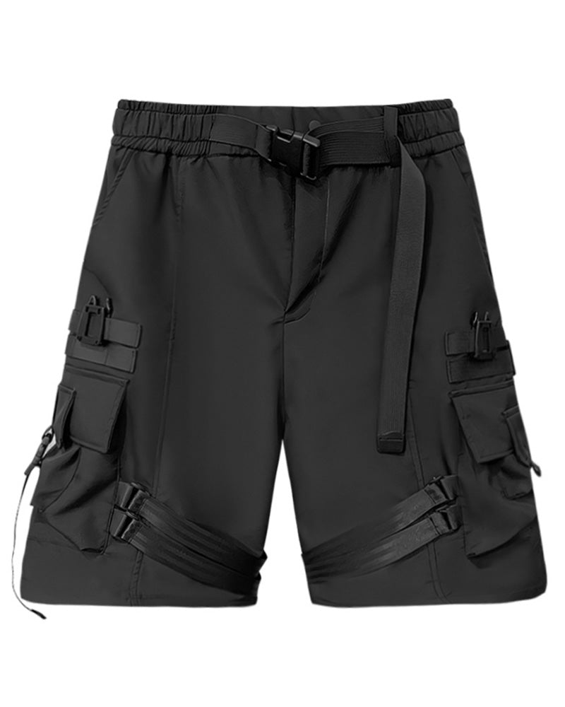 Techwear Tactical Buckle Strap Cargo Shorts