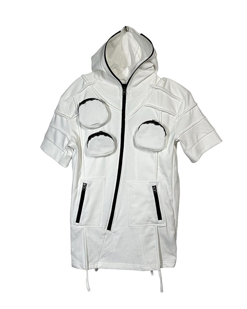 Wasteland Asymmetric 3D-Pocket Hooded T-Shirt