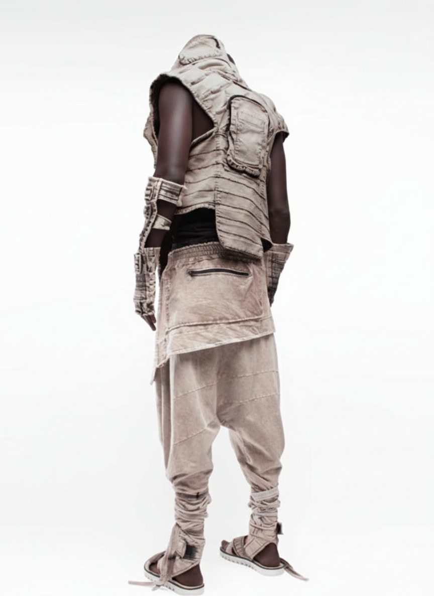 Wasteland Distressed High Neck Utility Vest