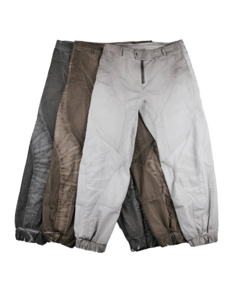 Post-Apocalyptic Wear Distressed Washed Patchwork Slim Cargo Pants