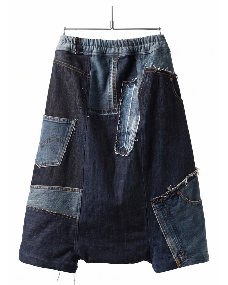 Wasteland Deconstructed Vintage Denim Patchwork Shorts