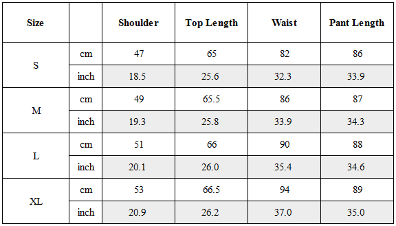 Size Guide for TW-004｜Post-Apocalyptic Wear Set Top / Bottom
