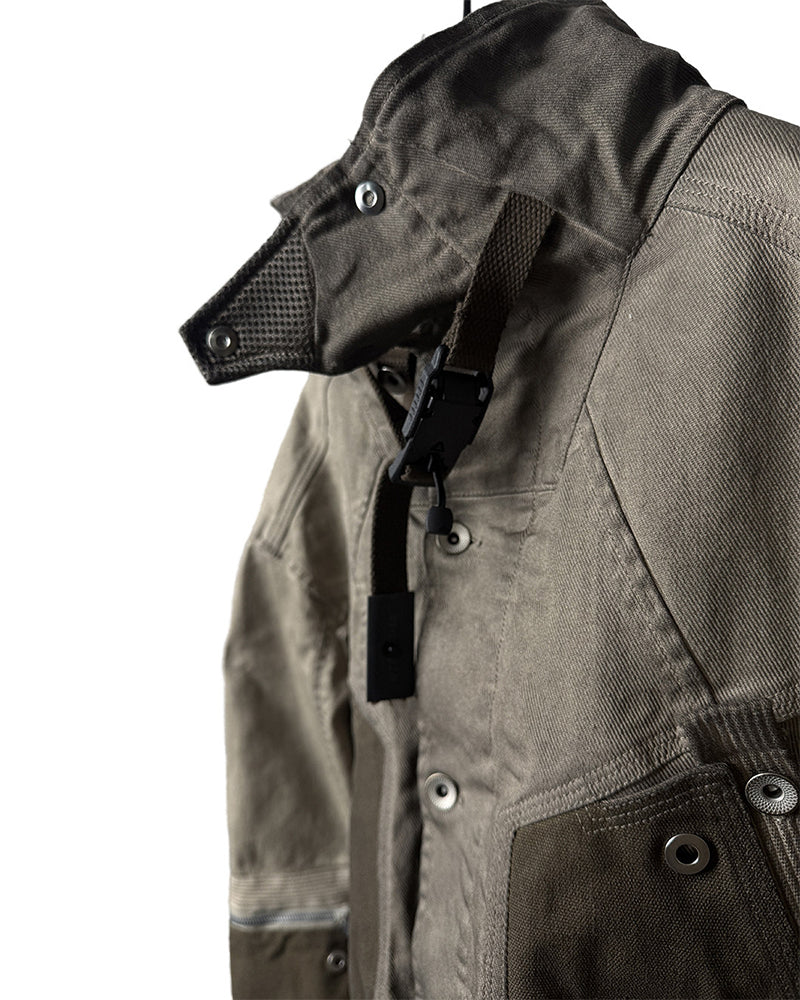 Wasteland Distressed Cotton Canvas Paneled Jacket