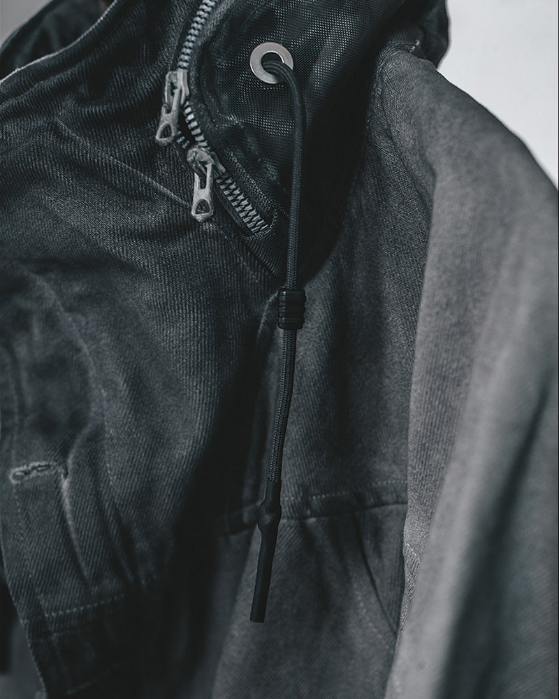 Wasteland-Style Distressed Mecha Flight Hood Jacket