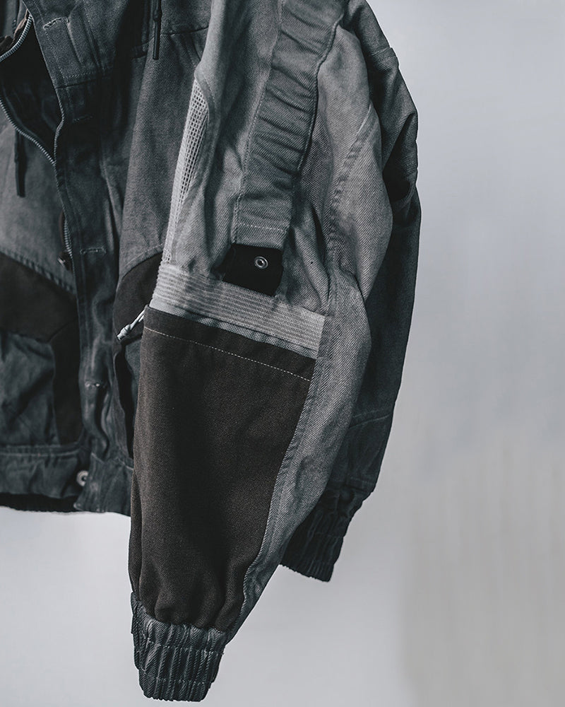 Wasteland-Style Distressed Mecha Flight Hood Jacket
