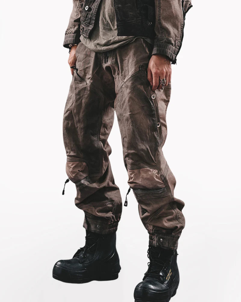 Post-Apocalyptic 3D Cut Distressed Double-Layer Cargo Pants