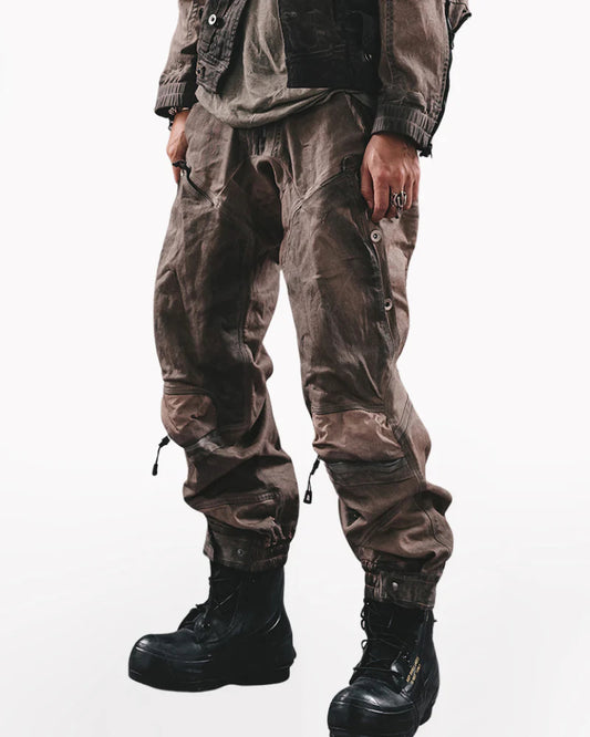 Post-Apocalyptic 3D Cut Distressed Double-Layer Cargo Pants