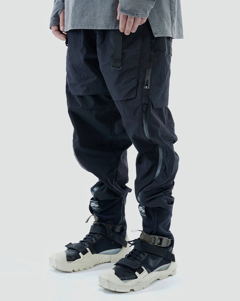 Dual-Mode Zippered Layered-Pocket Water-Repellent Techwear Pants
