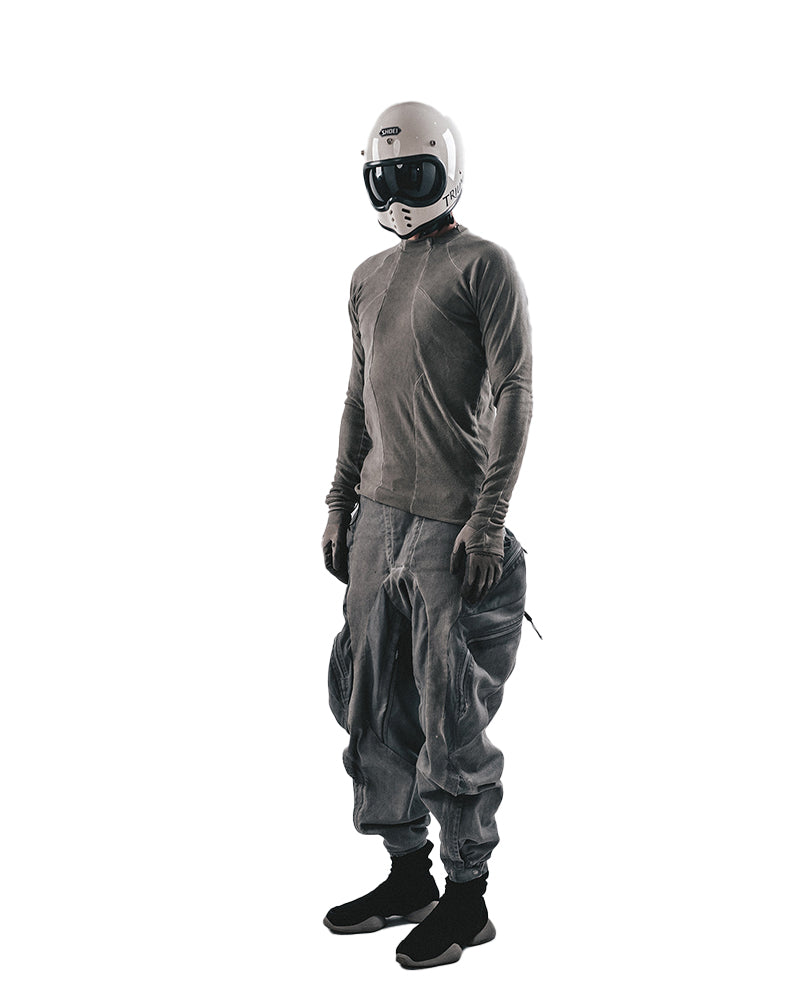 Post-Apocalyptic Asymmetric Panelled Compression Long-Sleeve Tee