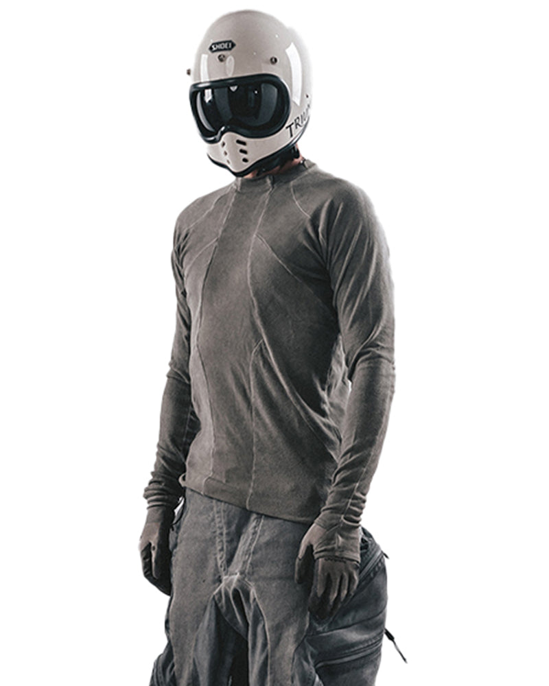 Post-Apocalyptic Asymmetric Panelled Compression Long-Sleeve Tee