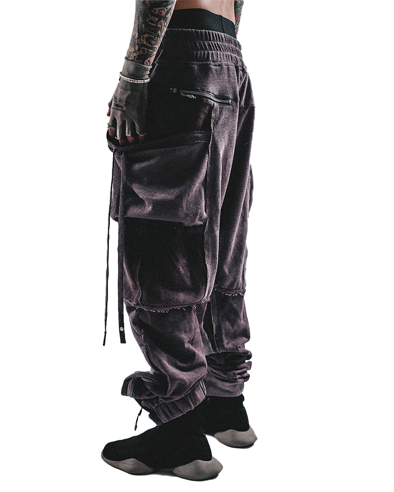 Waffle-Knit Spliced Wasteland Jogger Pants