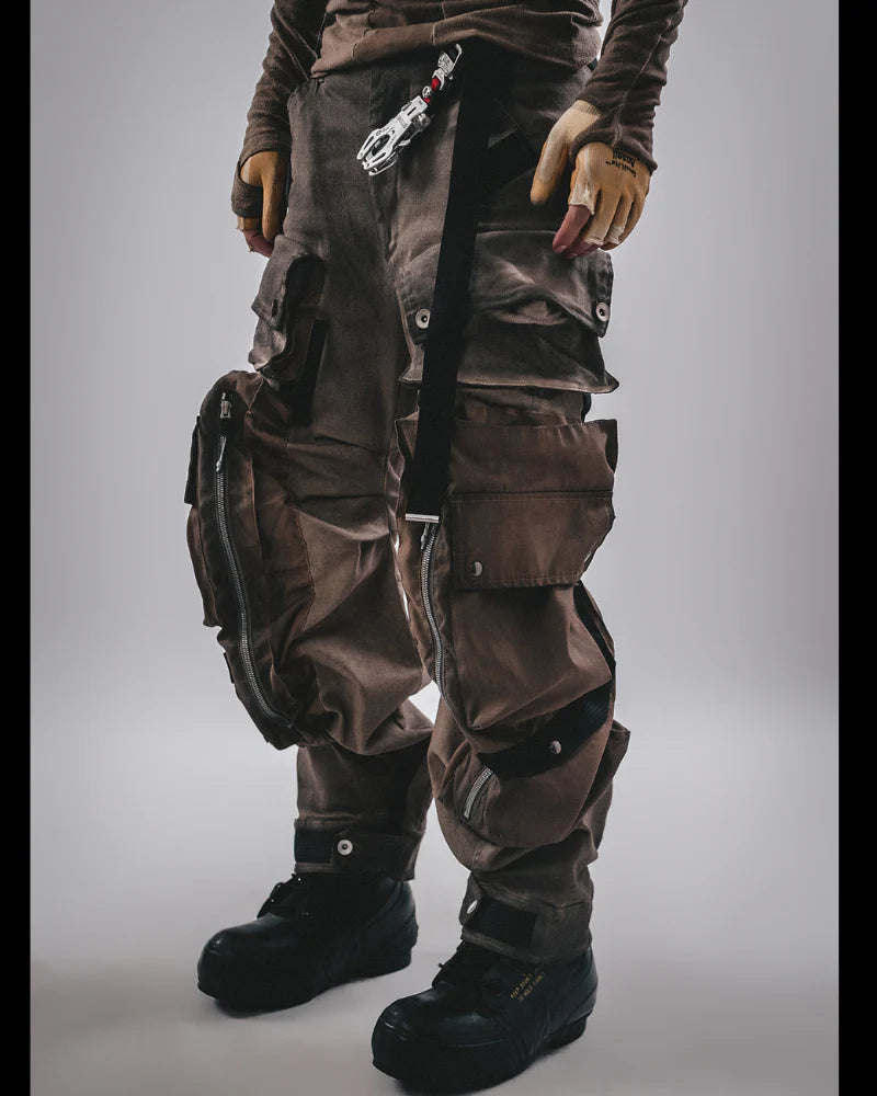 Post-Apocalyptic Functional 3D Pocket Wide Leg Cargo Pants