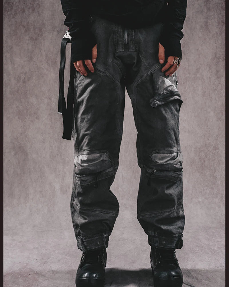 Post-Apocalyptic 3D Cut Distressed Double-Layer Cargo Pants