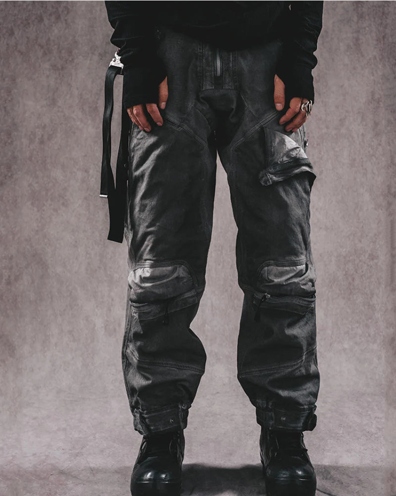 Post-Apocalyptic 3D Cut Distressed Double-Layer Cargo Pants