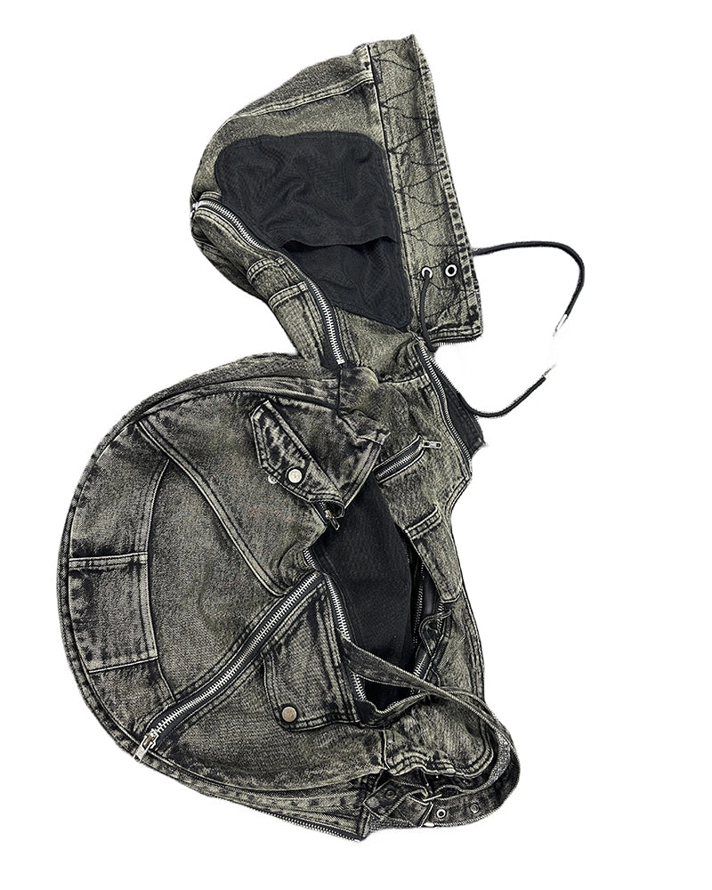 Dystopian Multi-Zip Hooded Utility Backpack Vest
