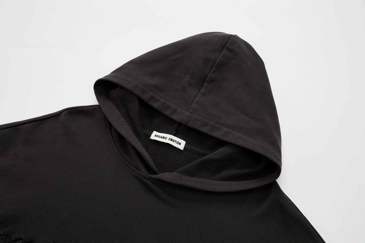 Asymmetrical Hem Embroidered Hoodie