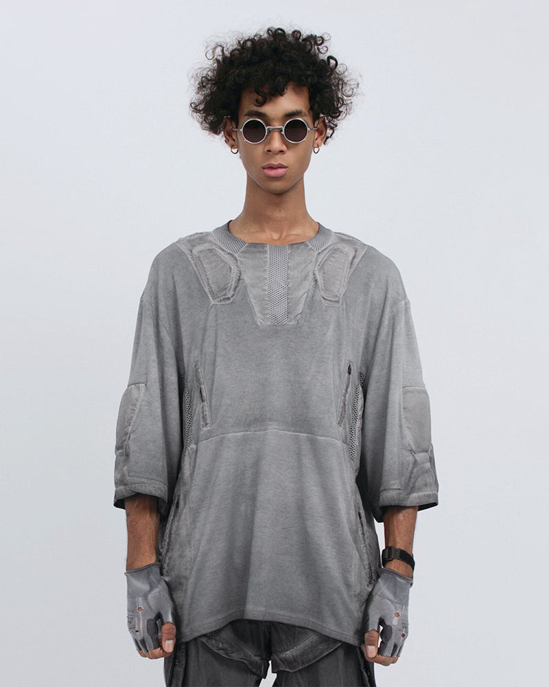 Wasteland Dirty-Dye Mesh Panel Tactical T-Shirt