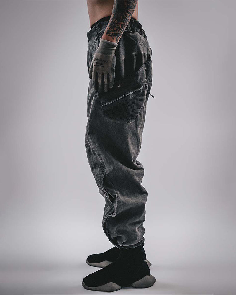 Wasteland Techwear Multi-Pocket Zip-Adjust Parachute Cargo Pants