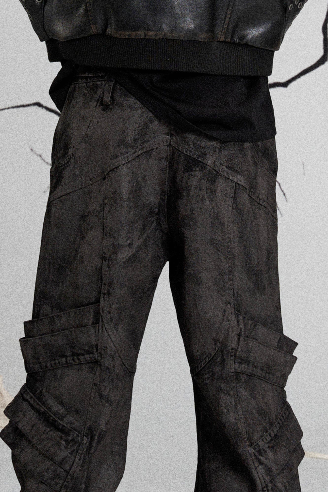 Mutation Layered Strap Distressed Wide-Leg Pants