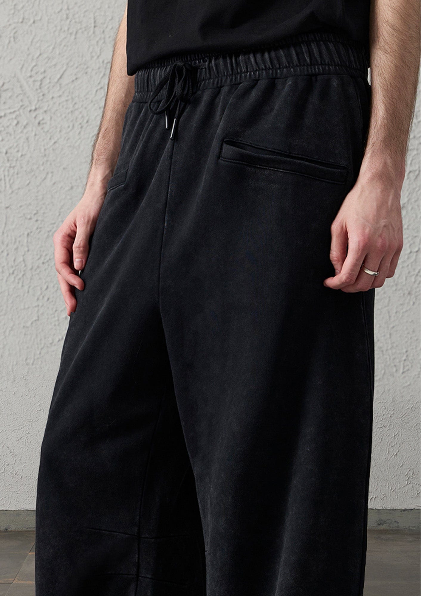 Waxed-Wash Oversized Curved Pants