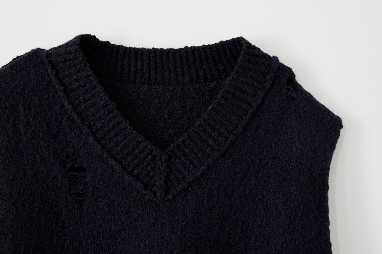 Asymmetrical Distressed Bubble-Knit Vest