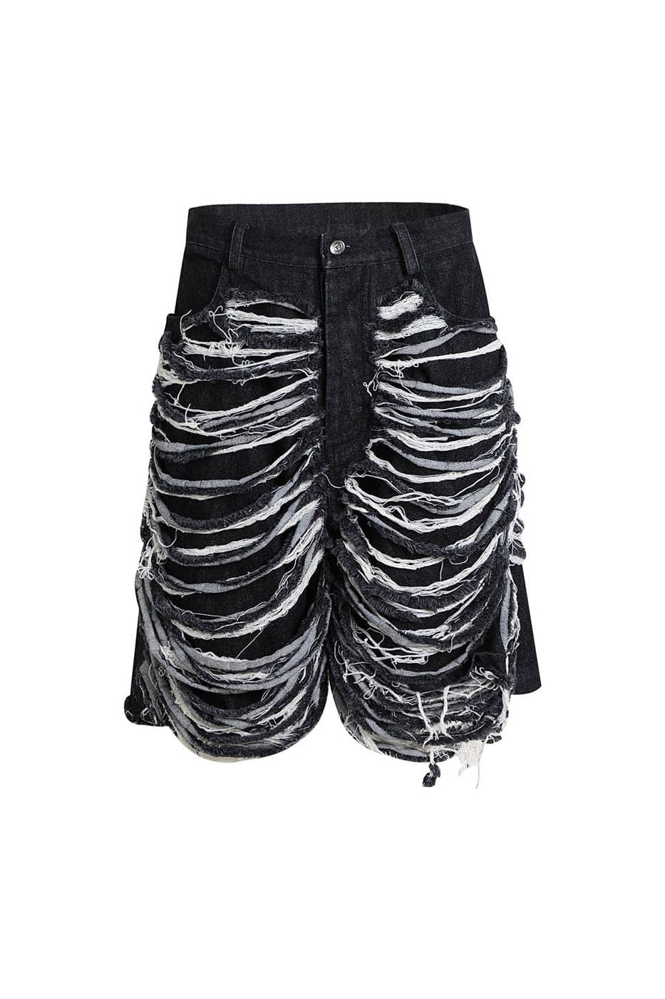 Heavily Distressed Denim Shorts