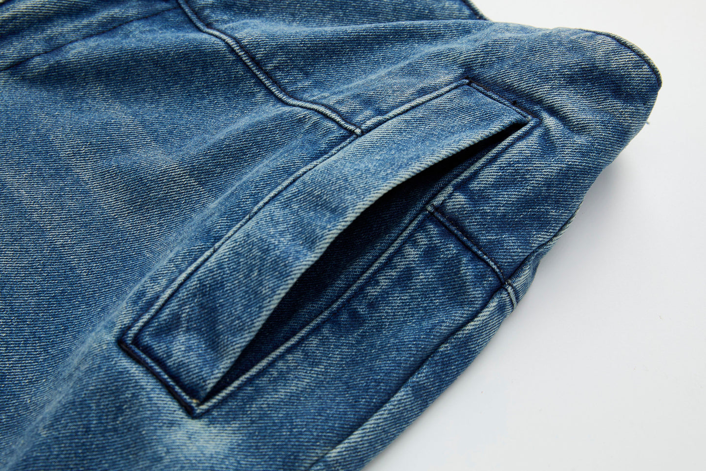 Faded Wash Padded-Knee Jeans
