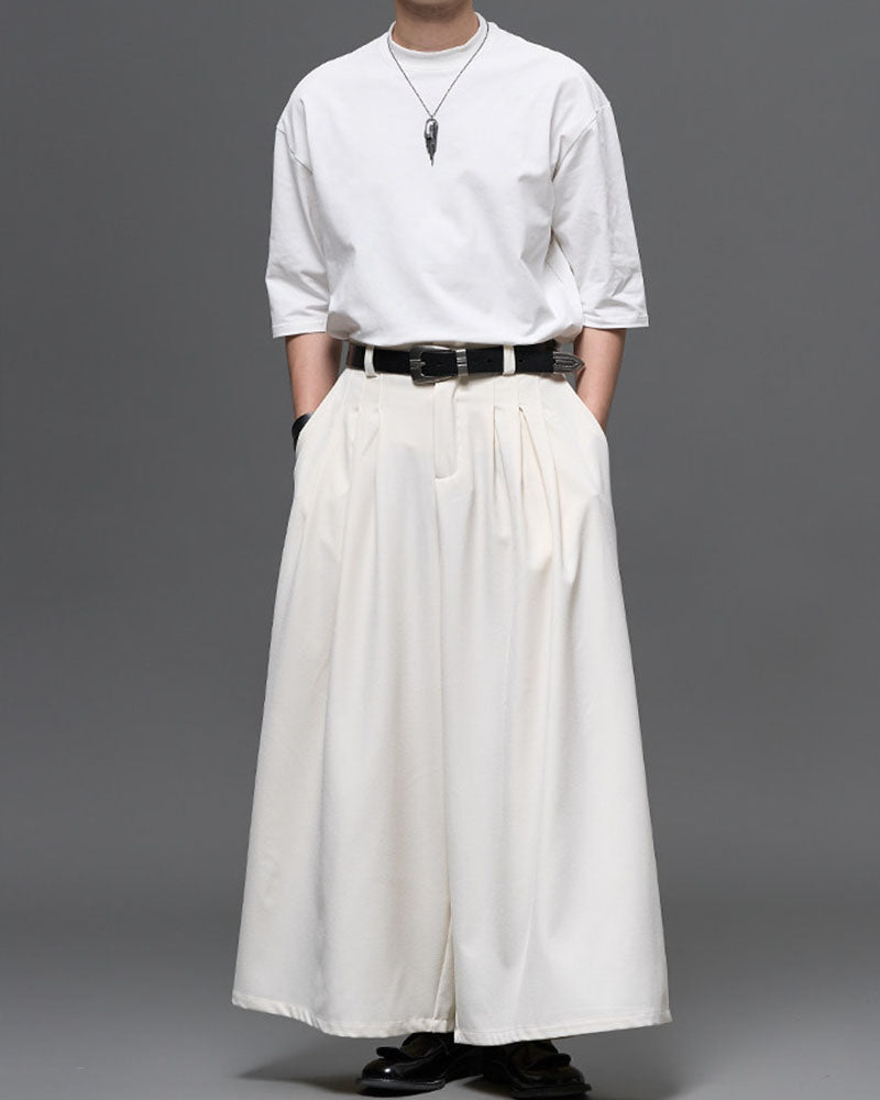 Modern Japanese Pleated Wide Leg Hakama Pants