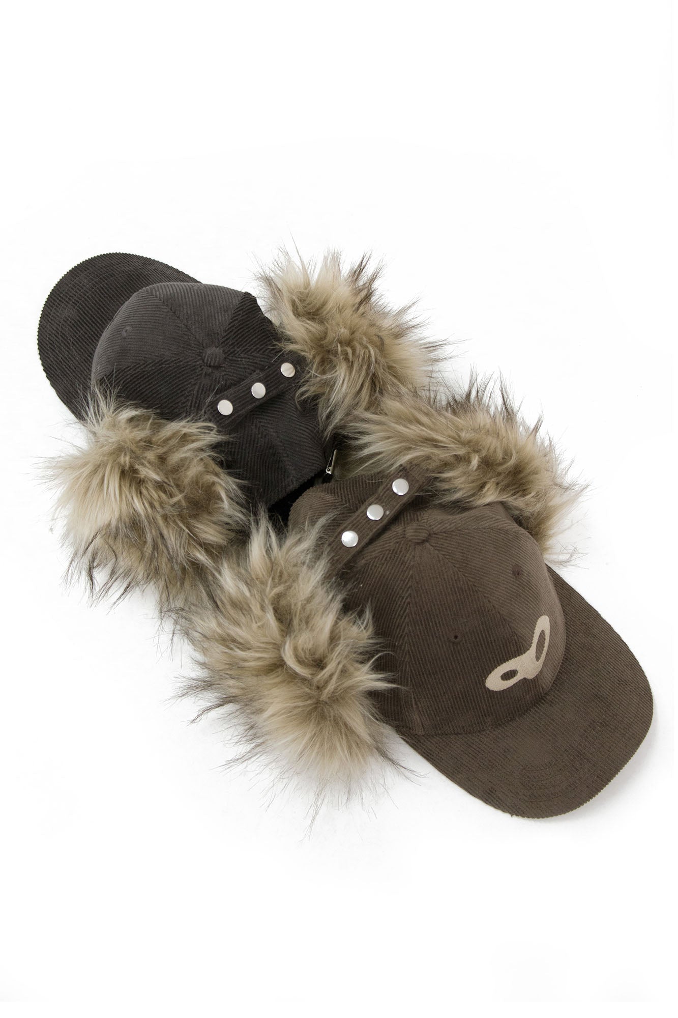 Faux-Fur Earflaps Corduroy Cap