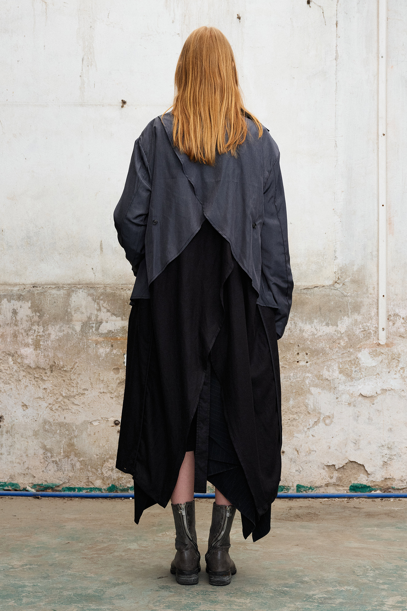 Asymmetric Draped Panel Pinstripe Skort Shorts