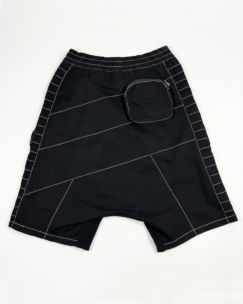 Wasteland Deconstructed Multi‑Pocket Drop Crotch Shorts